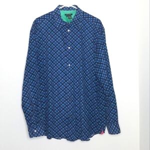 Martin Gordon Flannel Plaid Button Down Polo Shirt XL